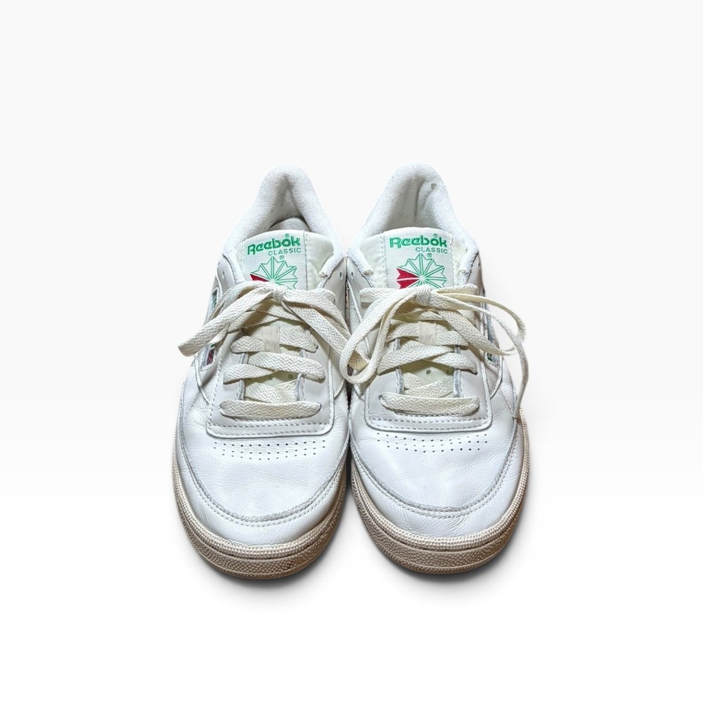 Reebok Classic Club C 85 Chalk White Green Leather Sneakers Women 7.5 BS5242 - Picture 5 of 6